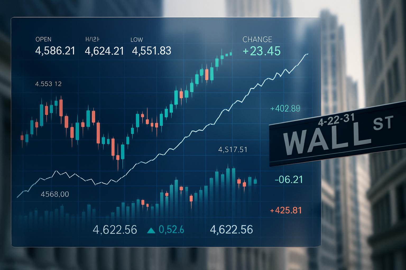 financial chart image for a presentation with wallstreet background